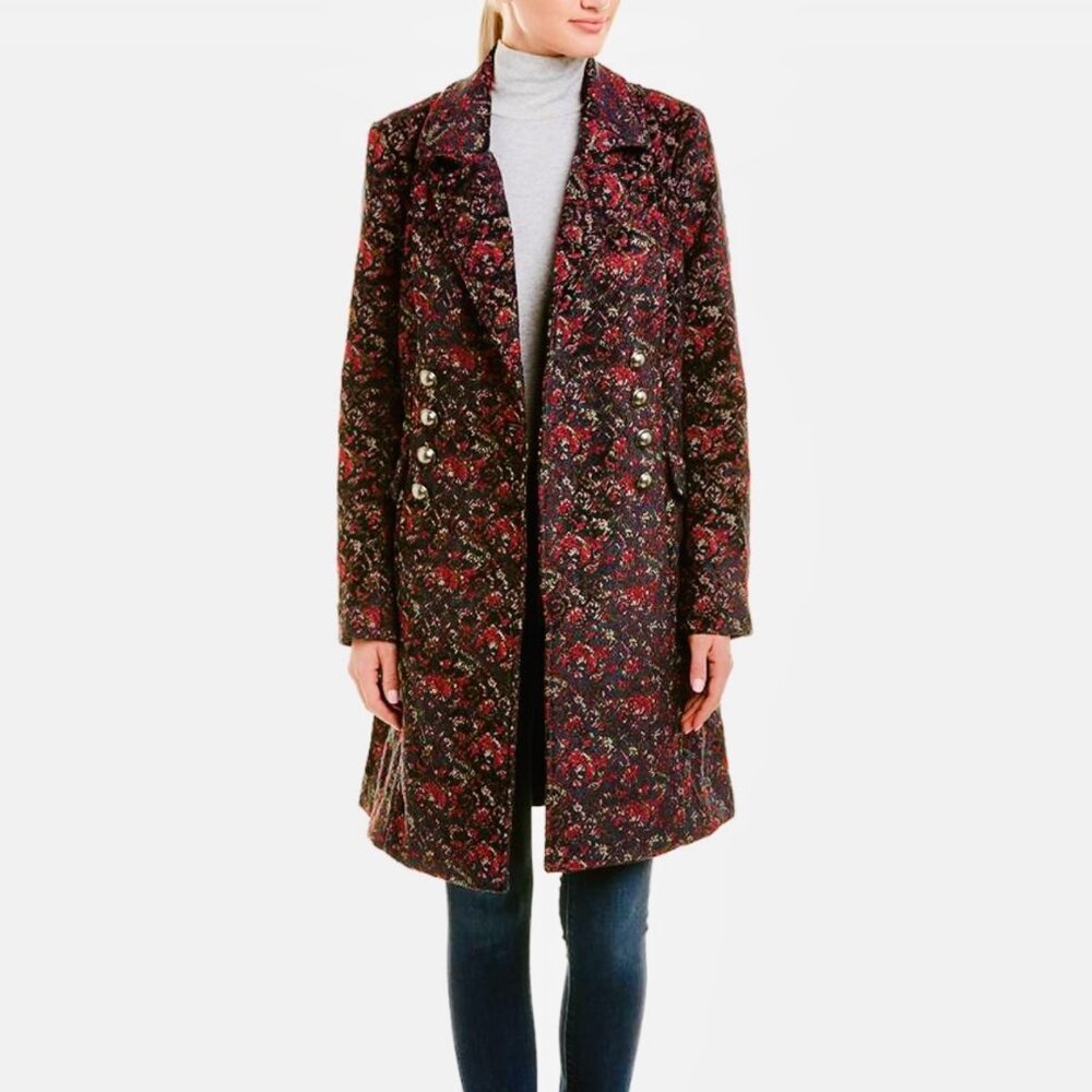 FREE PEOPLE NWT Retro Boho Long Floral Red & Purple Coat – RARE – Medium - Picture 5 of 16